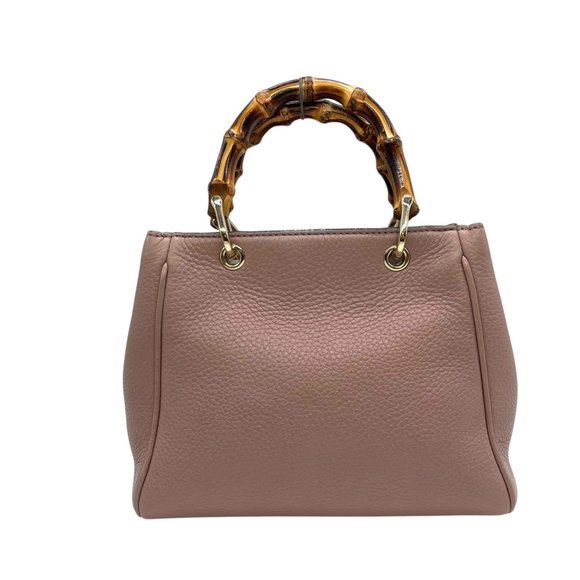 GUCCI Pink Leather Bamboo Shoulder Bag - Picture 3 of 16